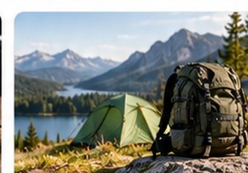 Rucksack und Zelt in einer Berglandschaft